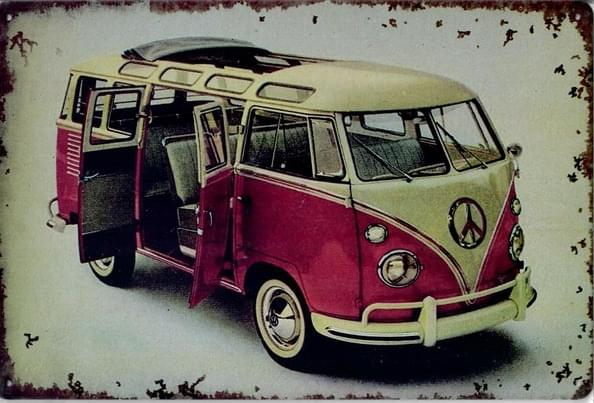 VW Bus Pink - Old-Signs.co.uk
